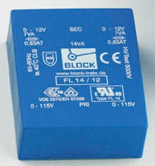 Block 8V ac 2 Output Through Hole PCB Transformer, 14VA