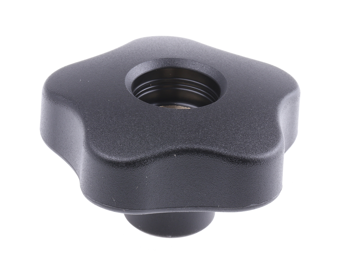 Elesa 70017 Black Multiple Lobes Clamping Knob, M10, Threaded Through Hole