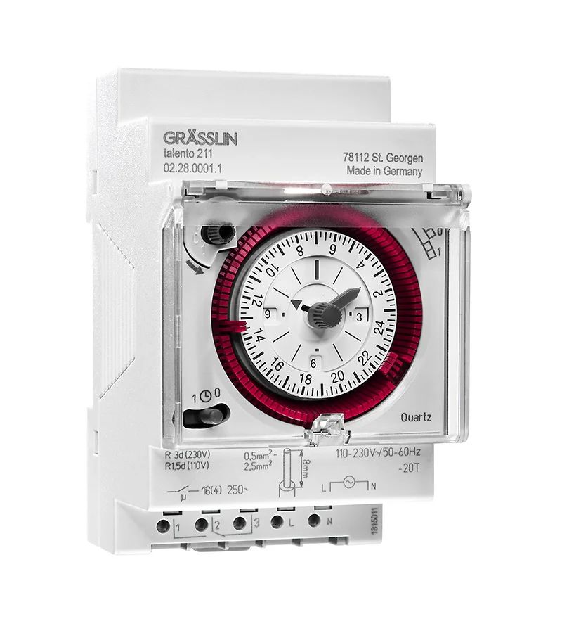 Grasslin Analogue DIN Rail Time Switch 110 → 230 V ac, 1-Channel