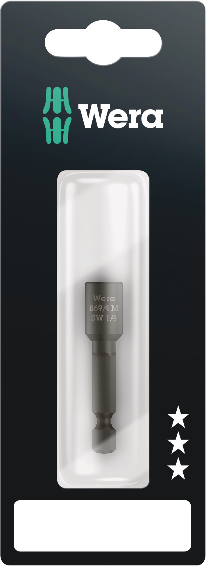 Wera Hexagon Screwdriver Bit, 1/4 in Tip