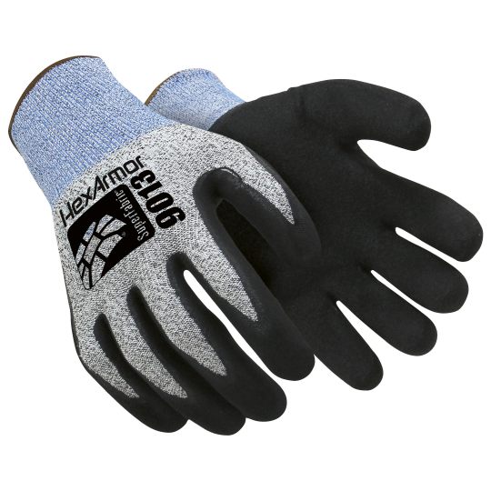 Hexarmor Black, Blue, Grey Fibreglass, High Performance Polyethylene Cut Resistant Gloves, Size 10, Nitrile Coating