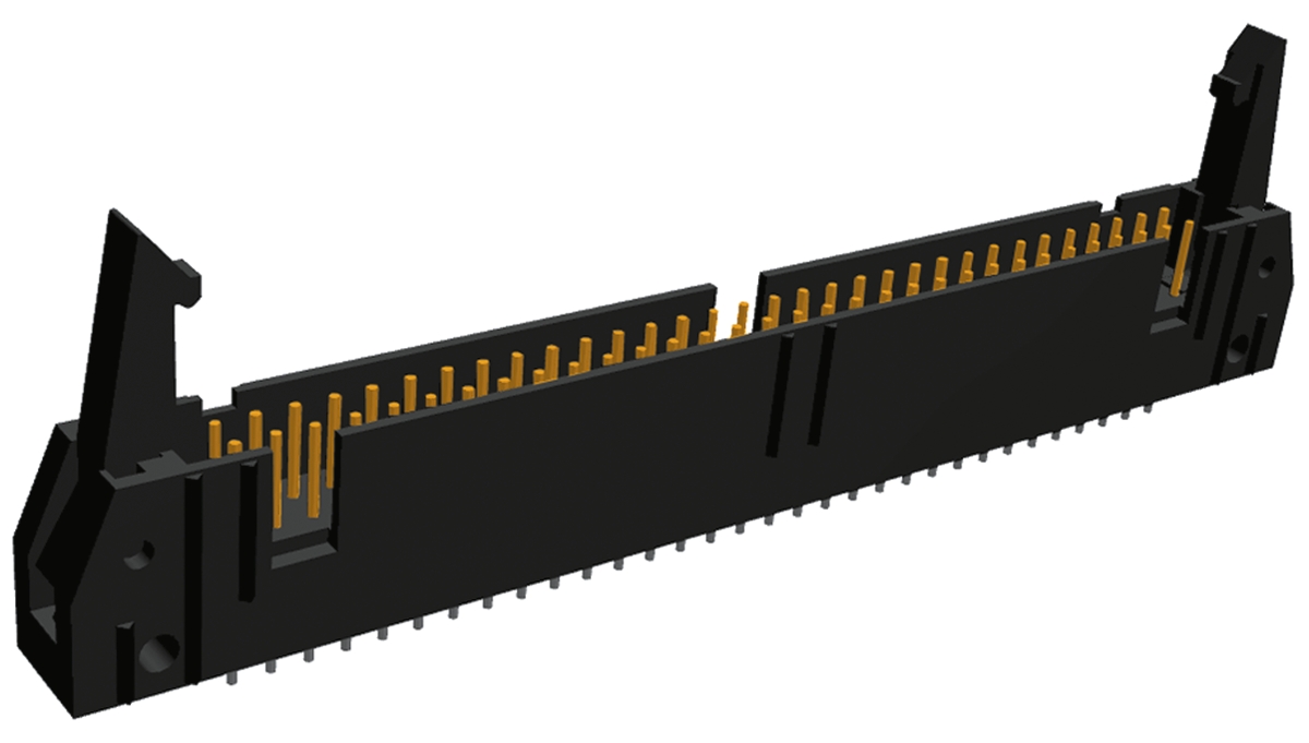 TE Connectivity AMP-LATCH Series Straight Through Hole PCB Header, 64 Contact(s), 2.54 mm Pitch, 2 Row, Shrouded