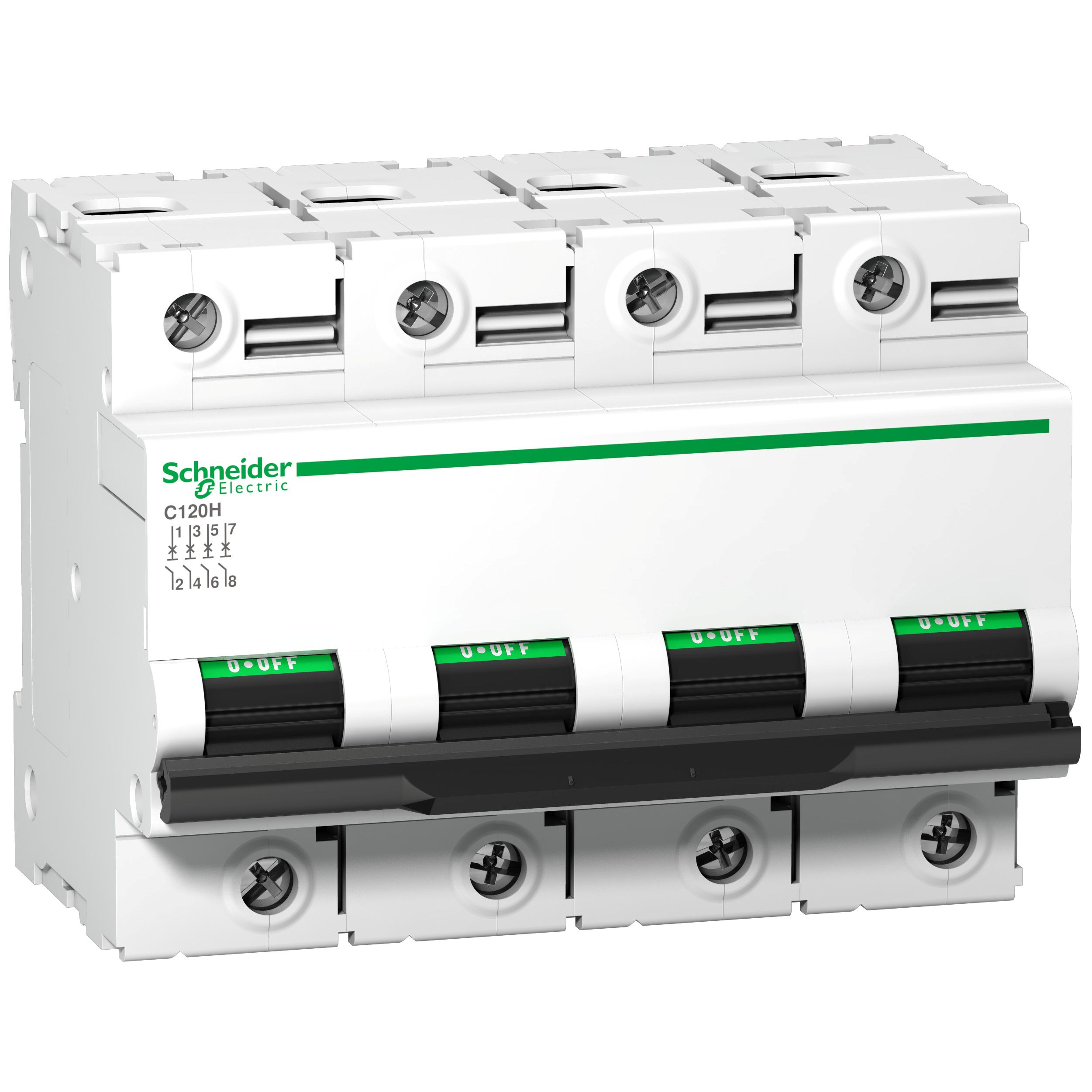 Schneider Electric Acti 9 C120H MCB, 4P, 100A Curve D