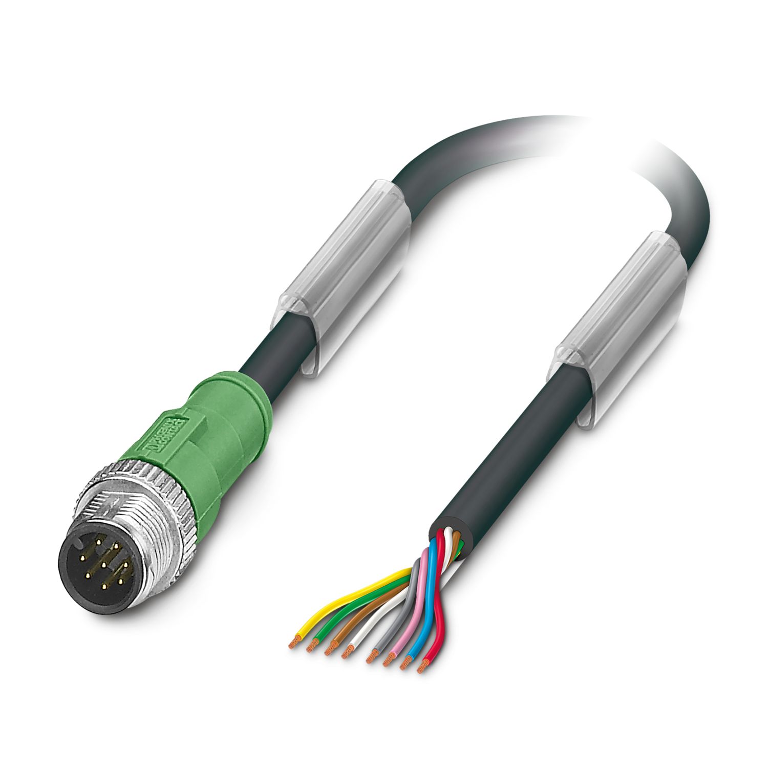 Phoenix Contact Male 8 way M12 to 8 way Free End Sensor Actuator Cable, 1.5 m