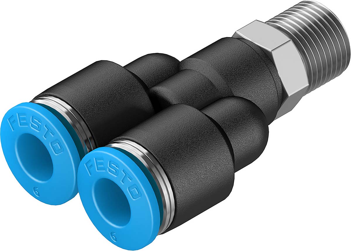 Festo QSY Series Y Fitting, Push In 6 mm to Push In 6 mm, Threaded-to-Tube Connection Style, 153139