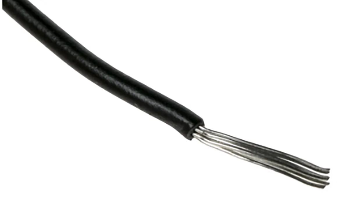 RS PRO Black 0.33mm² Hook Up Wire, 22 AWG, 7/0.2 mm, 100m, SR-PVC Insulation