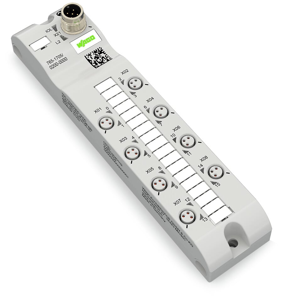 WAGO 765 Series I/O module, M8, 3 way, 8 port