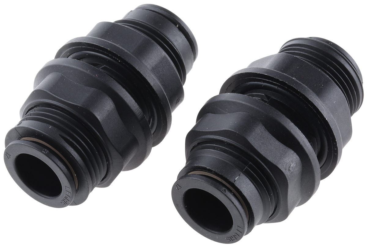 Legris LF3000 Series Bulkhead Tube-to-Tube Adaptor, Push In 12 mm to Push In 12 mm, Tube-to-Tube Connection Style