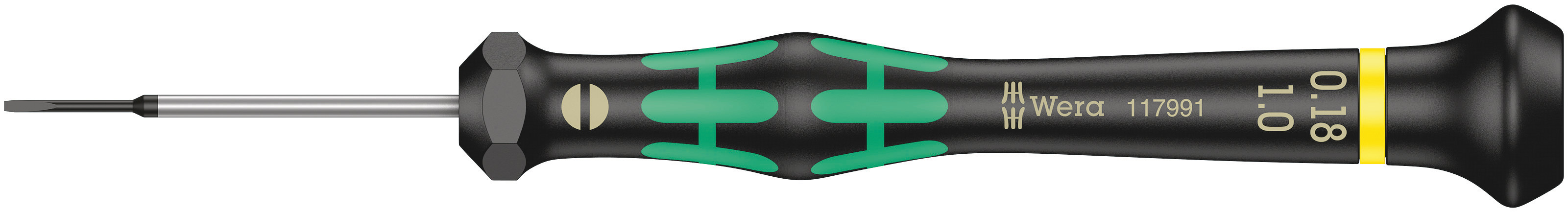 Wera Slotted Precision Screwdriver, 1 x 0.18 mm Tip, 40 mm Blade, 137 mm Overall