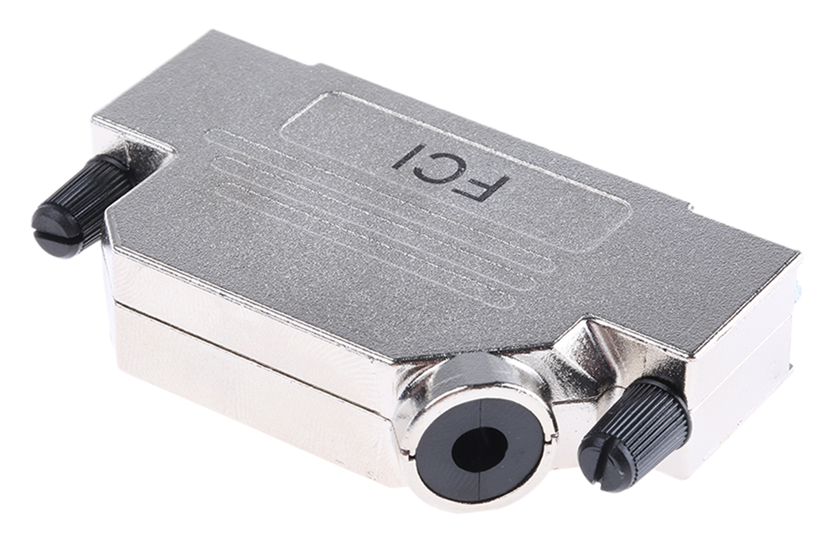 Amphenol Communications Solutions 8655MHR Series Die Cast Zinc Angled D Sub Backshell, 37 Way, Strain Relief