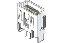 Molex Straight, Through Hole, Socket Type Mini B USB Connector