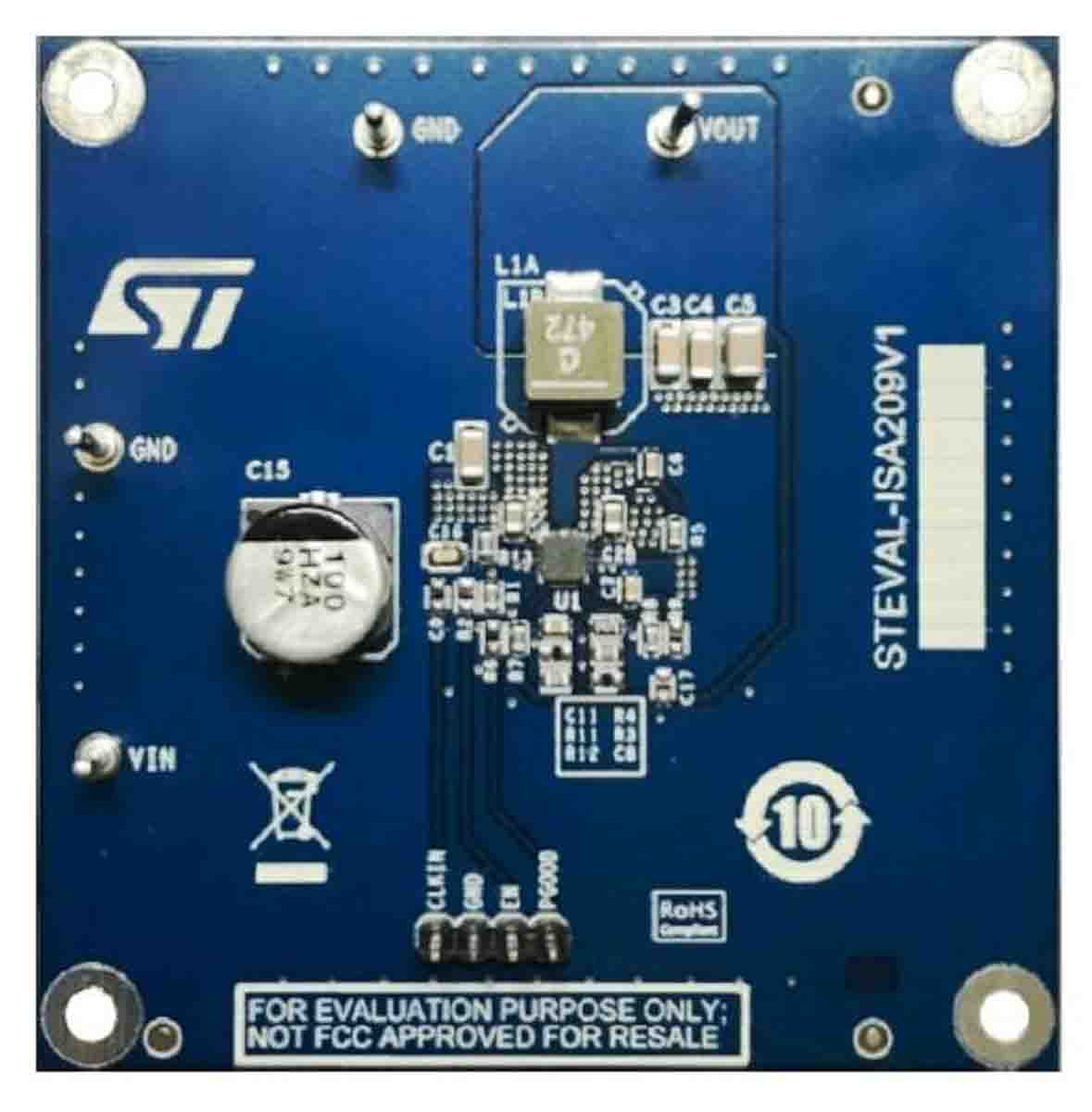 STMicroelectronics 3 A synchronous step-down switching regulator evaluation board based on the L6983NQTR Step Down