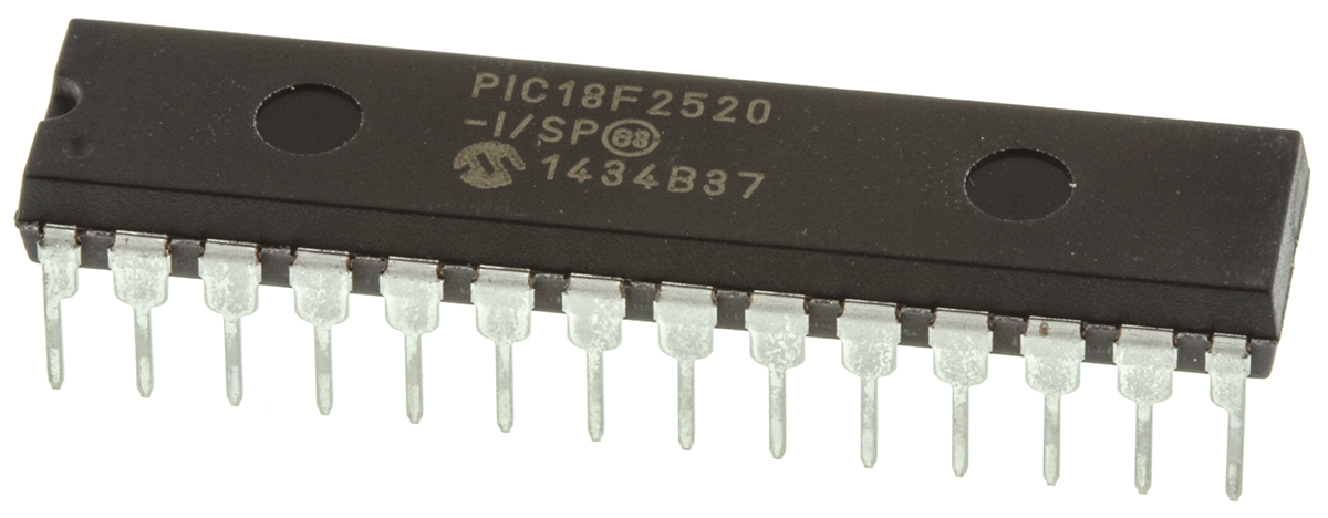 Microchip, 8 bit PIC, PIC18F2520 Microcontroller, 40 MHz, 32kB FLASH, 28-Pin SPDIP