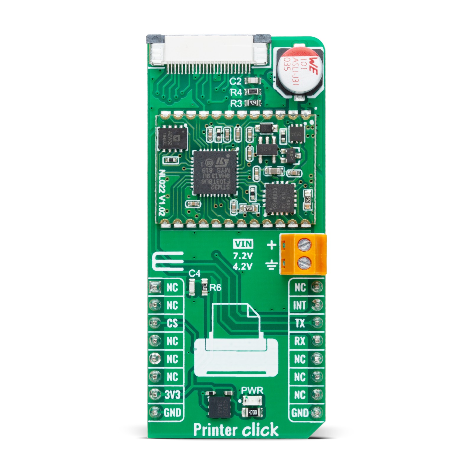 MikroElektronika Printer Click Evaluation Board Evaluation Board for Thermal Printer Heads MIKROE-6460