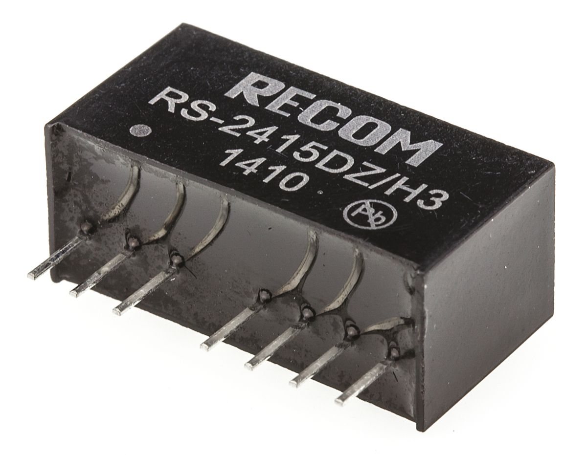 Recom RS DC-DC Converter, ±15V dc/ ±67mA Output, 9 → 36 V dc Input, 2W, Through Hole, +75°C Max Temp -40°C Min