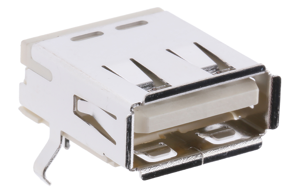 Molex Right Angle, Through Hole, Socket- Single Port Type A USB Connector