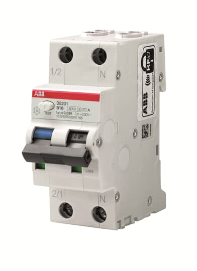 ABB RCBO, 6A Current Rating, 2P Poles, 30mA Trip Sensitivity