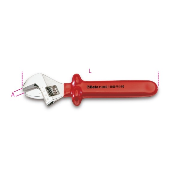 BETA Adjustable Spanner, 300 mm Overall, 30mm Jaw Capacity, Adjustable Handle, VDE/1000V
