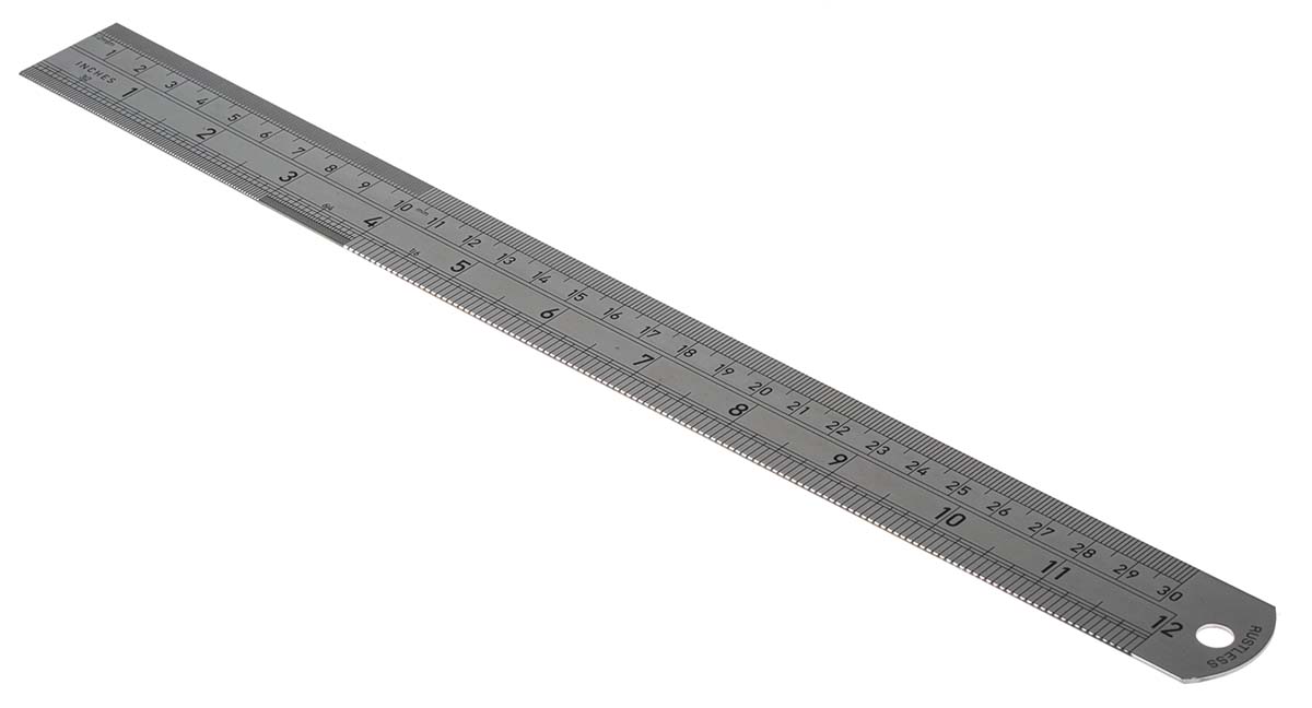 CK 12 in, 300 mm Stainless Steel Imperial, Metric Ruler, With UKAS Calibration