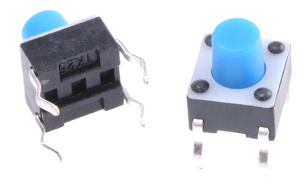 TE Connectivity Blue Button Tactile Switch, SPST 50 mA @ 24 V dc 3.4mm