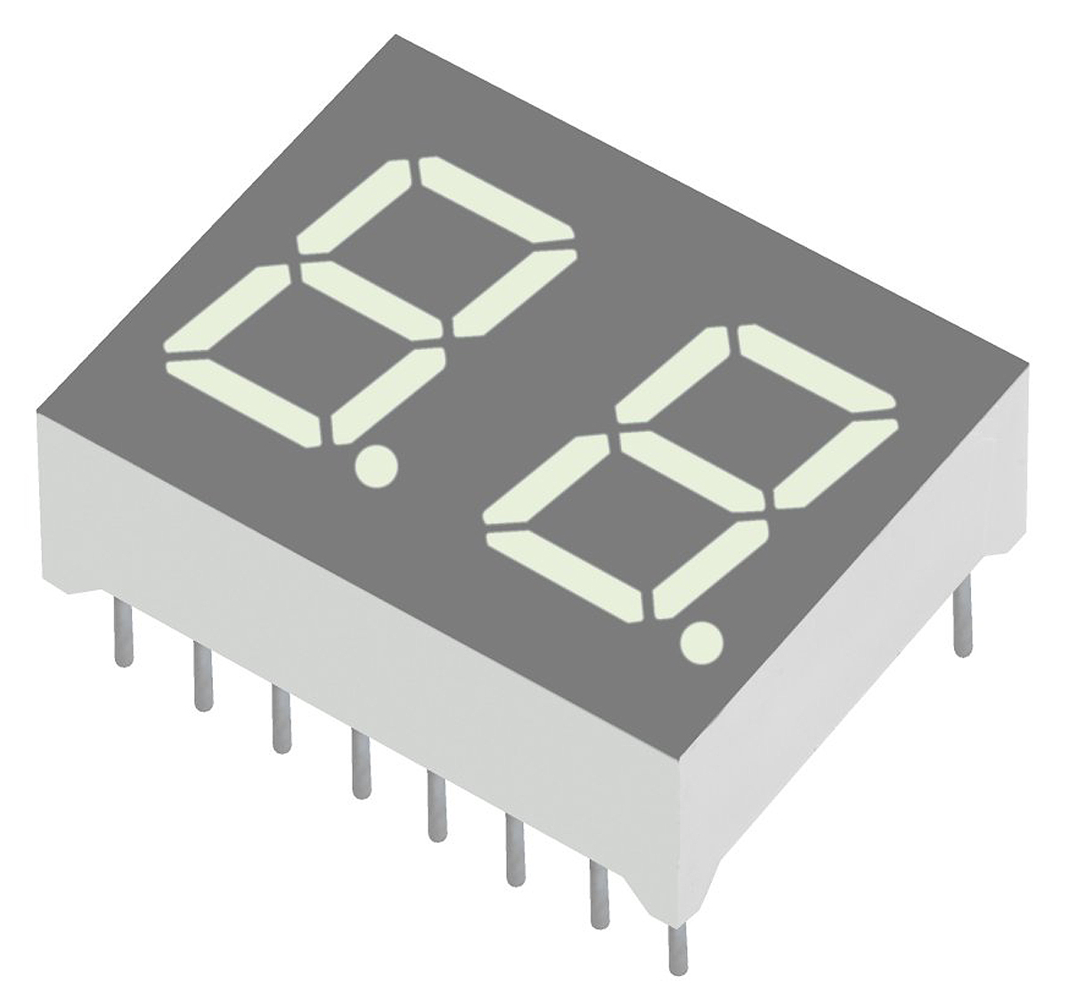 DA04-11SURKWA Kingbright 2 Digit 7-Segment LED Display, CA Red 54 mcd RH DP 10mm