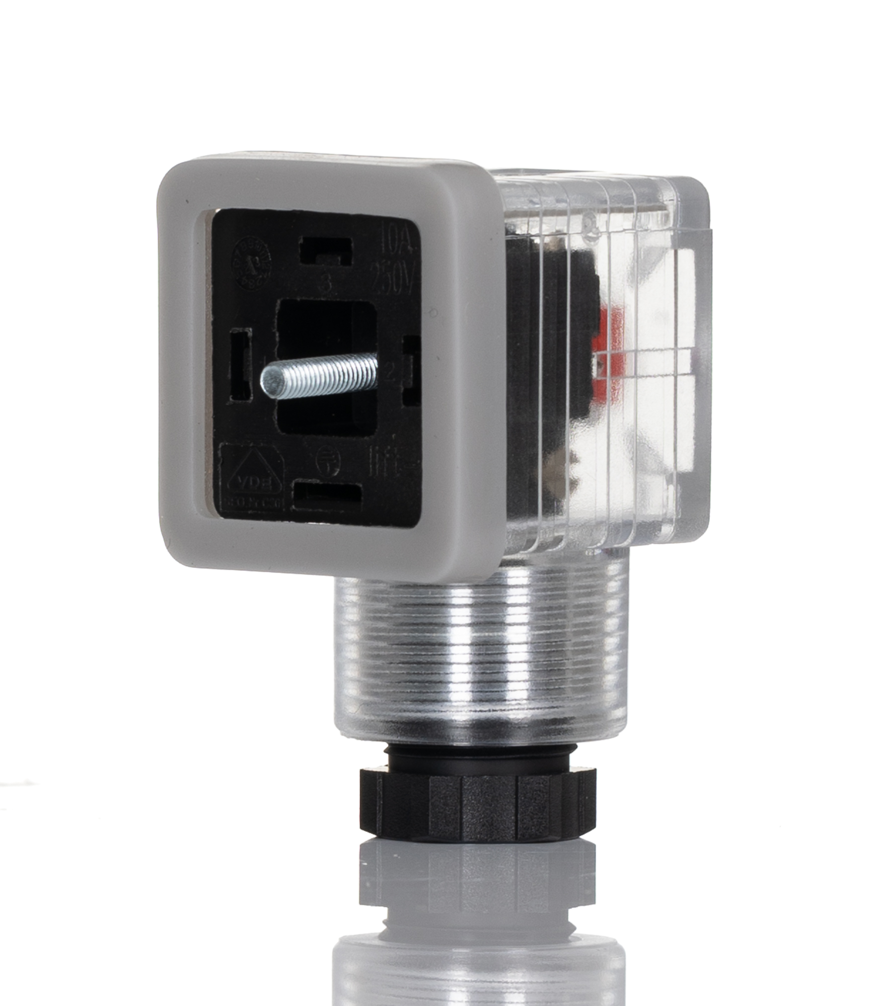 RS PRO 3P+E DIN 43650 A, Female Solenoid Valve Connector with Indicator Light, 24 V dc Voltage