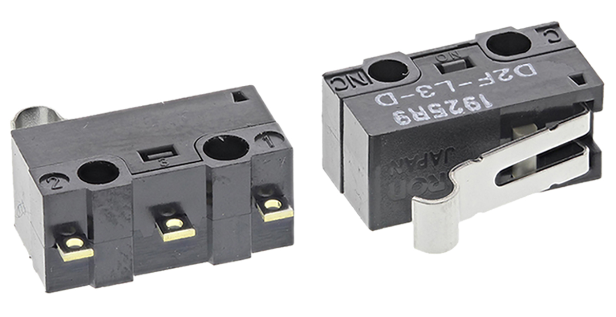 Omron Simulated Roller Lever Micro Switch, Solder Terminal, 3 A @ 125 V ac, SPDT, IP40