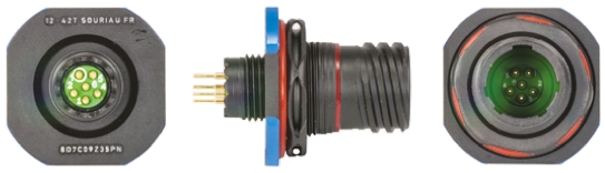 Souriau Sunbank by Eaton, 8D, Copper Alloy 6 Way Panel Mount MIL Spec Circular Connector Receptacle, Pin Contacts,Shell