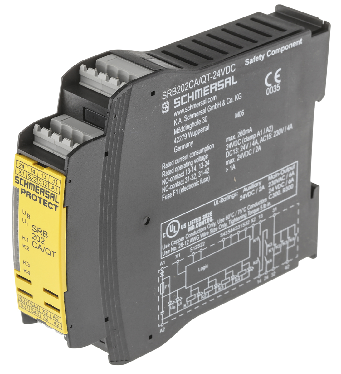 Schmersal PROTECT SRB SRB 202CA 2 Auxiliary Contacts Safety Relay 24V dc, Dual-Channel 2 Safety Contacts
