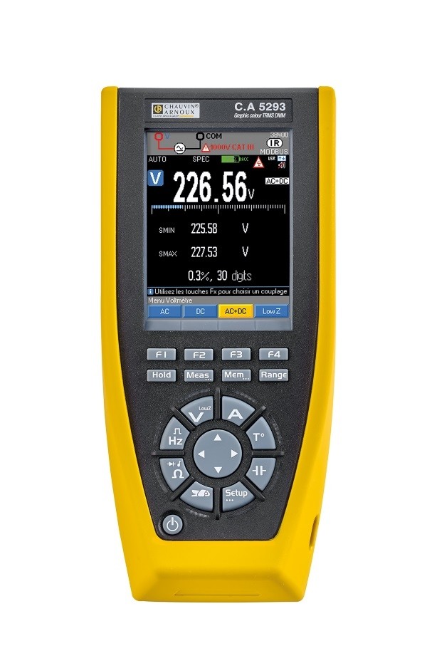 Chauvin Arnoux CA 5293 Handheld Color Graphical Multimeter, 20A ac Max, 20A dc Max, 1000V ac Max