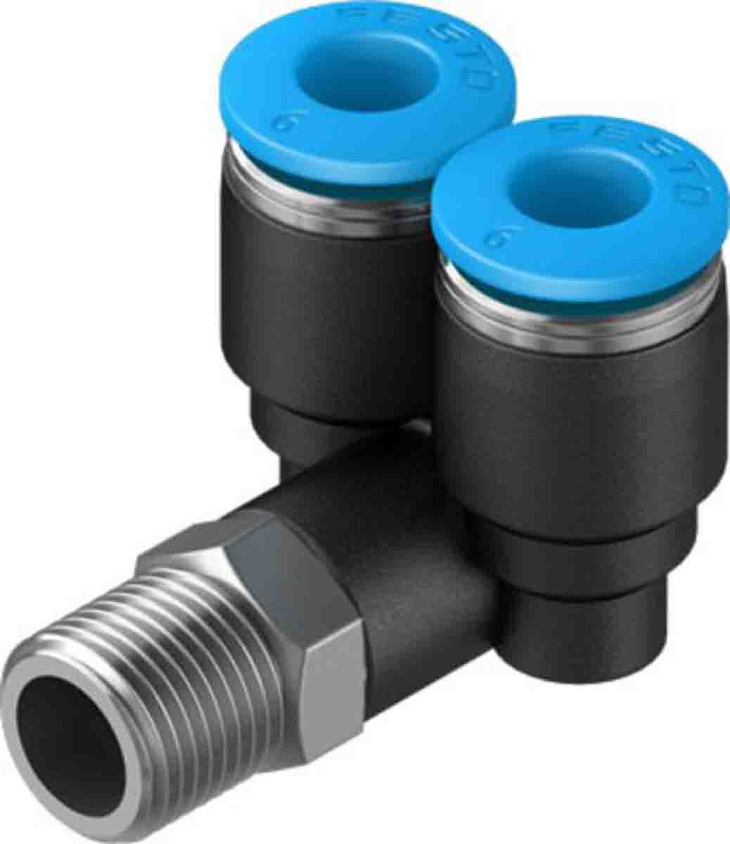 Festo Y Threaded Adaptor, Push In 6 mm to Push In 6 mm, Threaded-to-Tube Connection Style, 153173