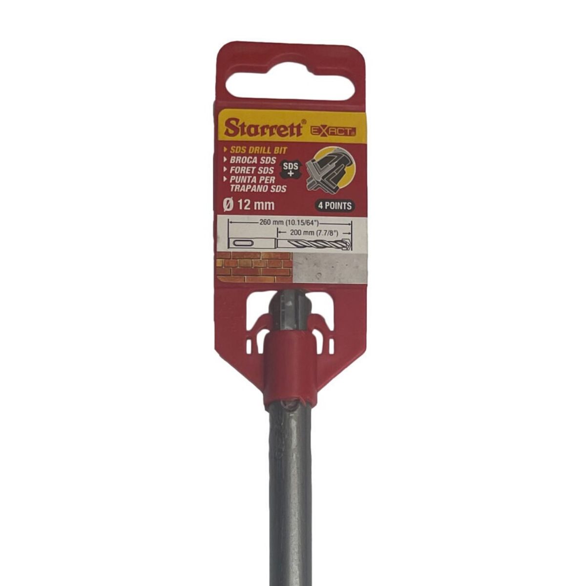 Starrett SDS Drill Set Series Carbide Tipped SDS Plus Drill Bit, 12mm Diameter, 260 mm Overall