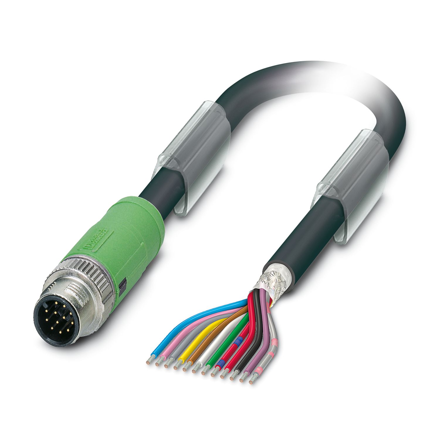 Phoenix Contact Male 12 way M12 to 12 way Unterminated Sensor Actuator Cable, 1.5 m