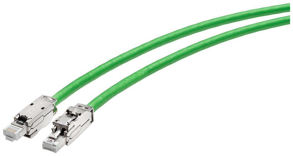 Siemens, 2m Cat6a, Green RJ45 to Male RJ45, Aluminium foil with a braided tin-plated copper wire screen Shielded,
