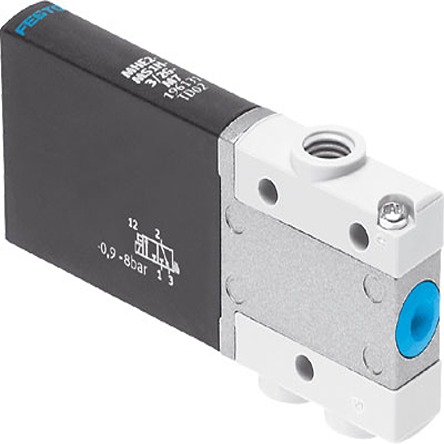 Festo 3/2, Monostable, Open Solenoid Valve - Electrical M7 MHE2 Series 24V dc, 196150