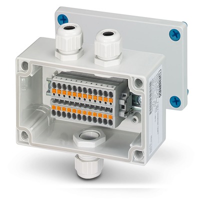 Phoenix Contact E AB A Series Grey ABS Junction Box, 12 Terminals, 130 x 80 x 60mm