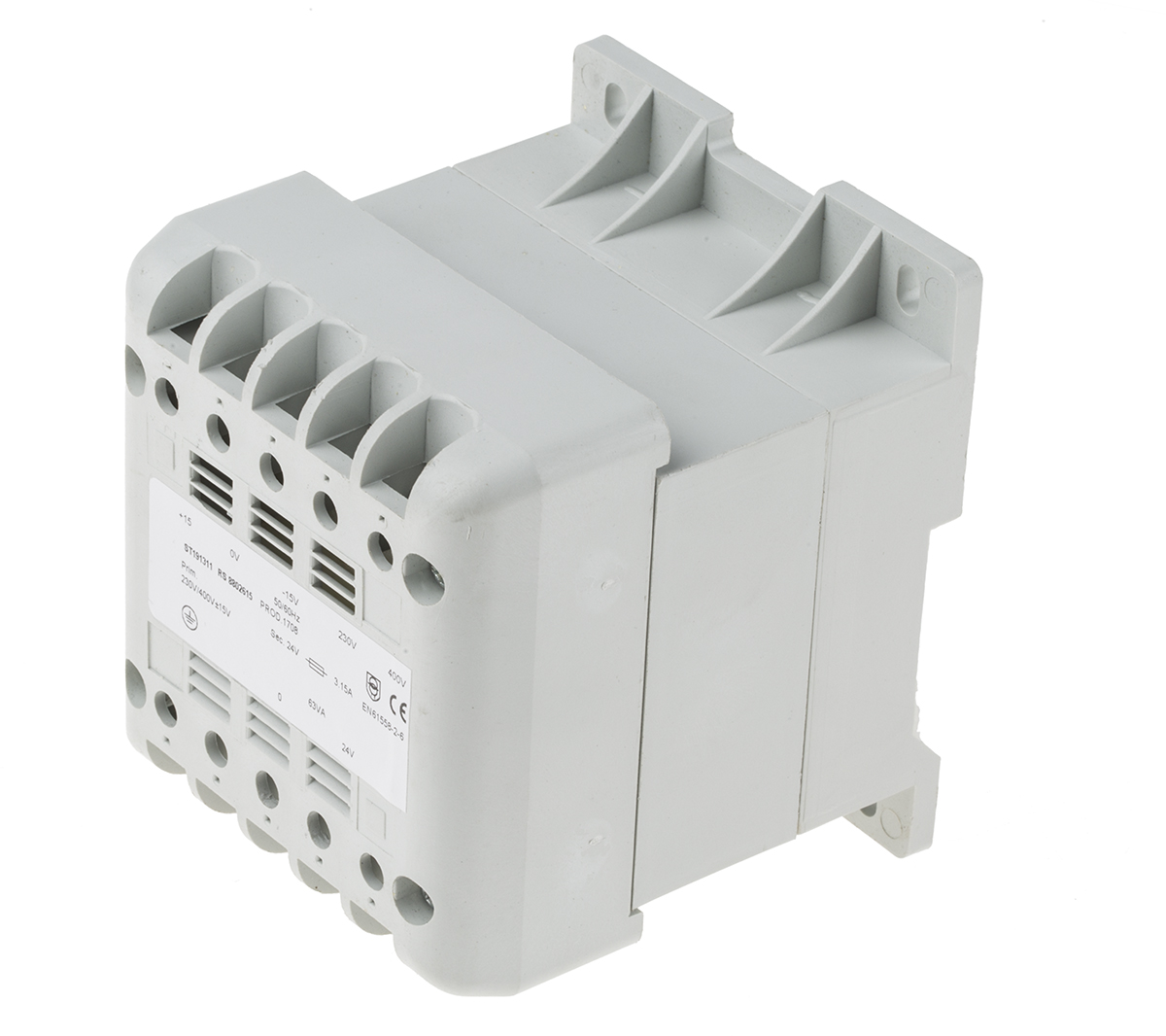RS PRO 63VA DIN Rail Transformer, IEC 61558-2-6, 400V ac Primary, 24V ac Secondary