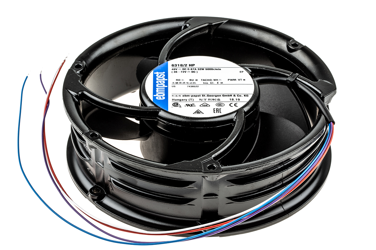 ebm-papst 6300 - S-Force Series Axial Fan, 48 V dc, DC Operation, 710m³/h, 67W, 172 x 51mm