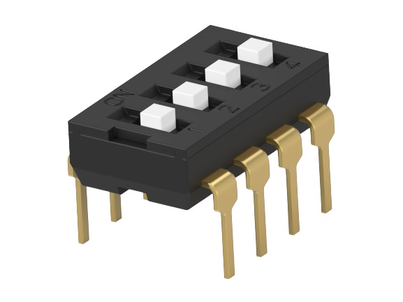 TE Connectivity 4 Way Through Hole DIP Switch SPST, Extended Actuator