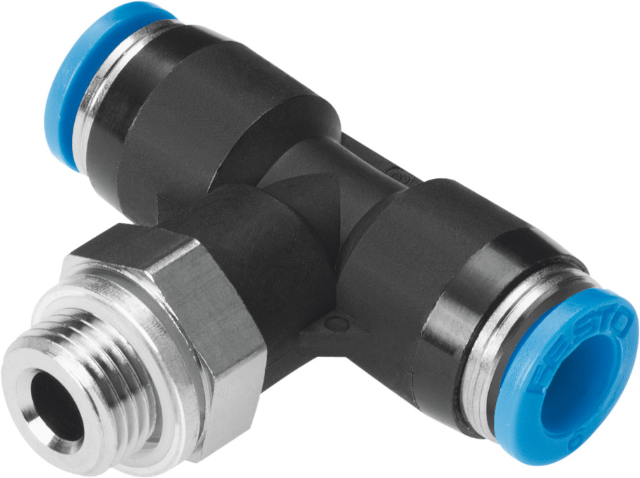 Festo QS Series T Fitting, G 1/4 Male to Push In 8 mm, Threaded-to-Tube Connection Style, 186161