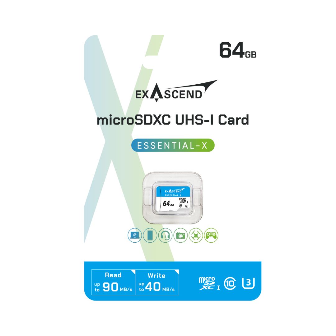 Exascend 64 GB MicroSDXC Micro SD Card, Class 10, UHS-1 (U3)