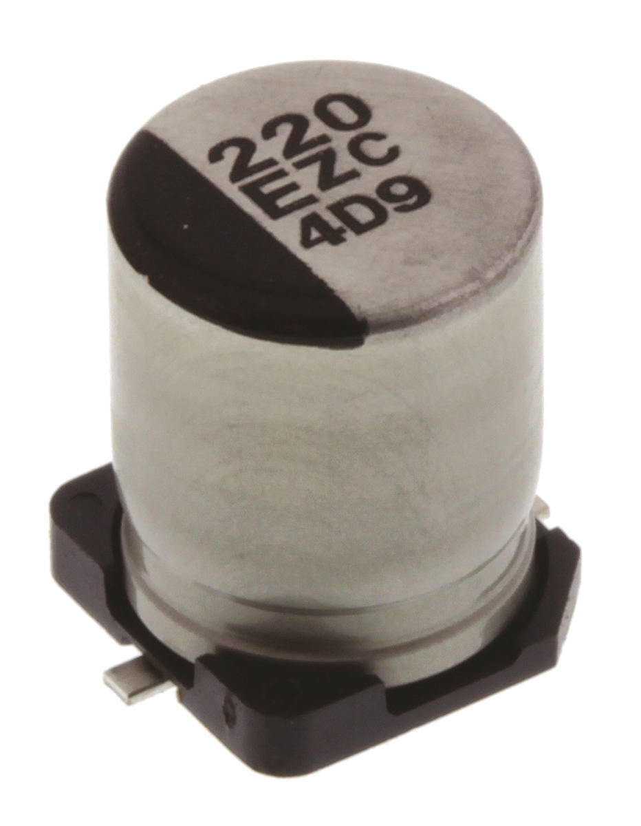 Panasonic 220μF Surface Mount Polymer Capacitor, 25V dc