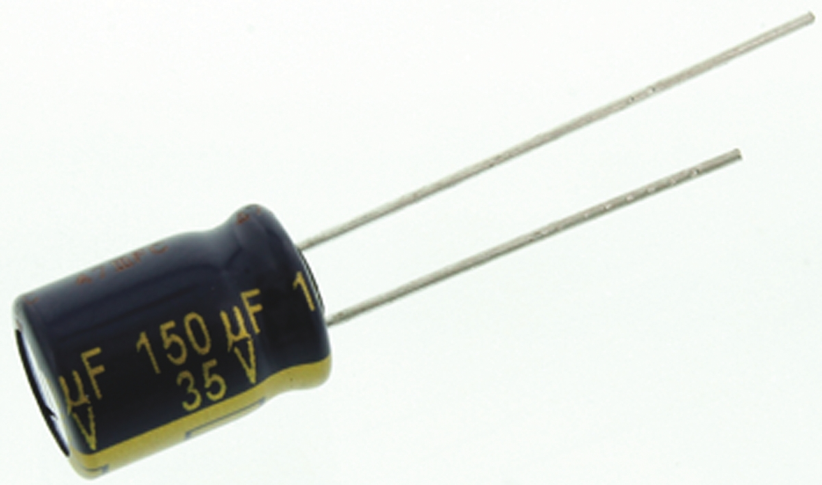 Panasonic 150μF Aluminium Electrolytic Capacitor 35V dc, Radial, Through Hole - EEUFC1V151