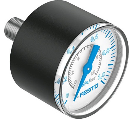 Festo R 1/8 Analogue Pressure Gauge 10bar Inline 40mm Outside Diameter