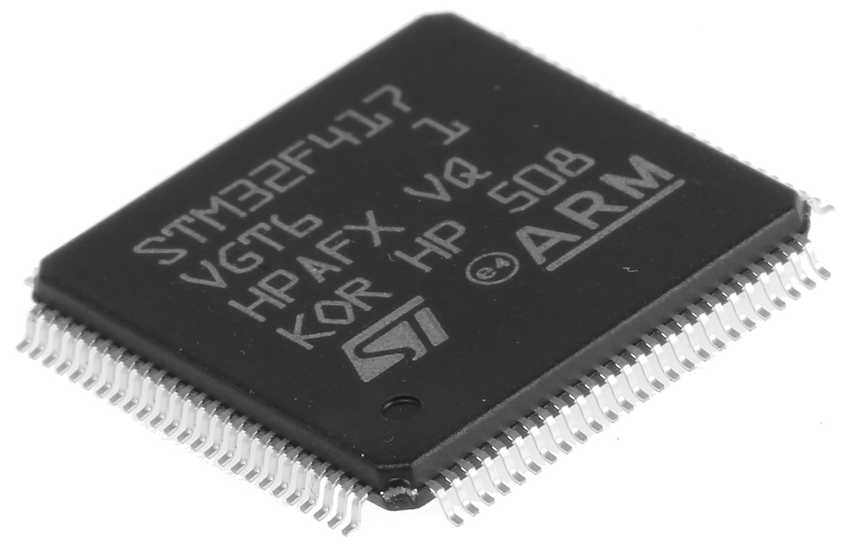 STMicroelectronics, 32 bit ARM Cortex M4, STM32F417VG Microcontroller, 168 MHz, 1024kB FLASH, 100-Pin LQFP