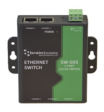 Brainboxes Wall Mount Industrial Ethernet Switch, 5 RJ45 Ports