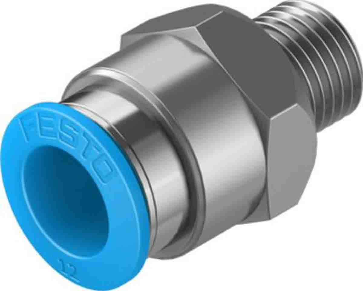 Festo Straight Threaded Adaptor, G 1/4 Male to Push In 12 mm, Threaded-to-Tube Connection Style, 130680