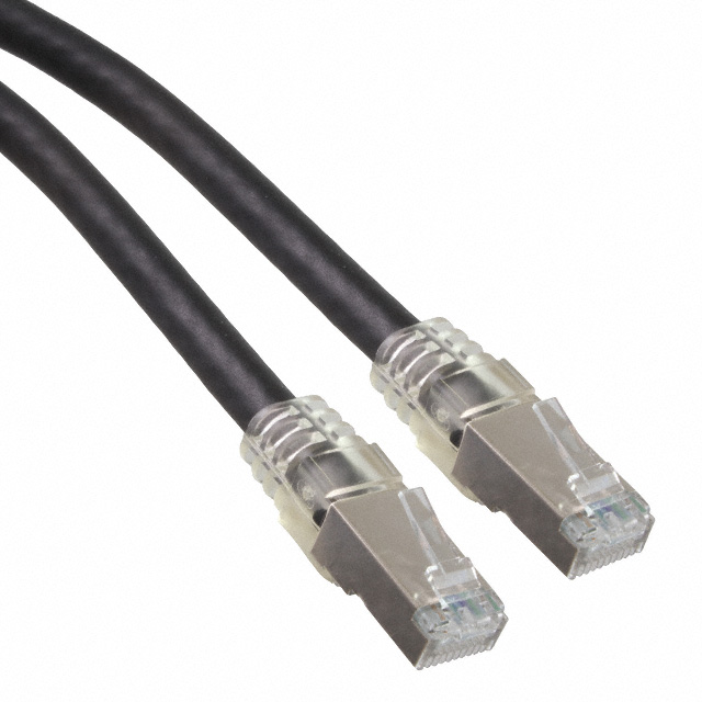 Amphenol SocapexRJF SFTP 5E, 10ft Cat5e, Black RJ45 to Male RJ45 Male, Aluminium Foil, Tinned Copper Braid Shielded,