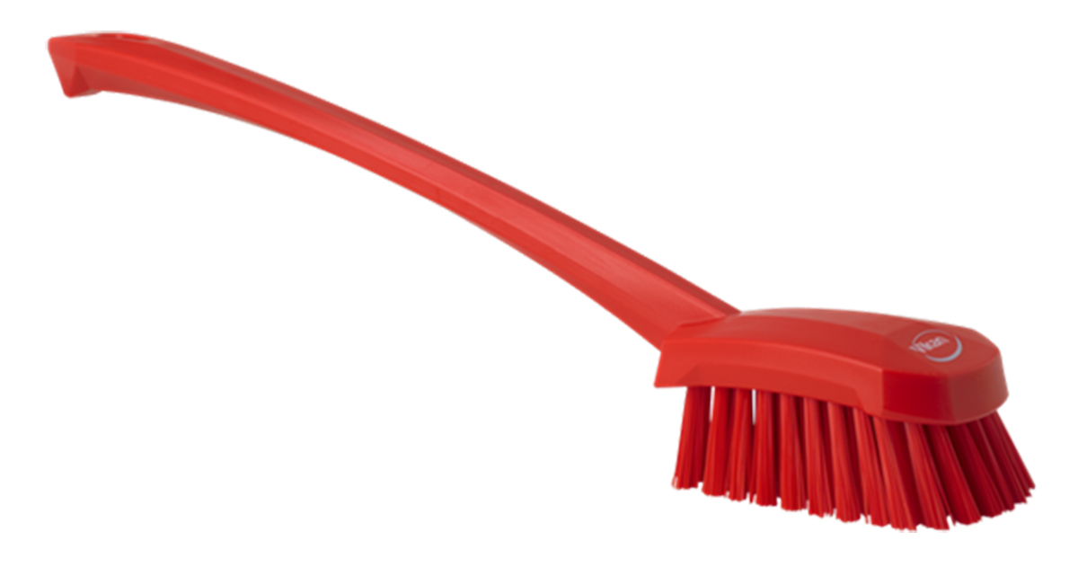 Vikan Hard Bristle Red Scrubbing Brush, 36mm bristle length, Polyester bristle material