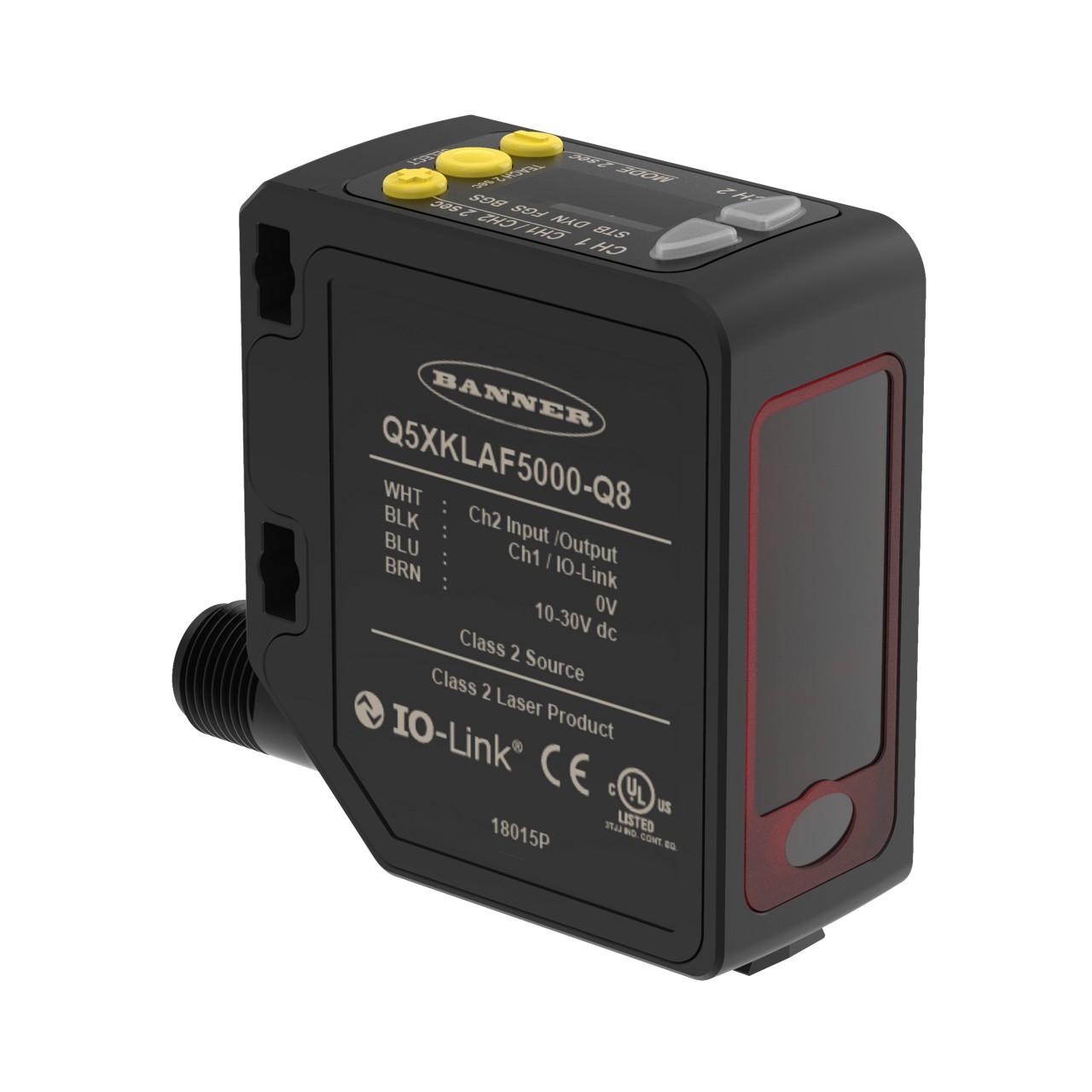 Banner Time of Flight Photoelectric Sensor, Block Sensor, 50-5000 mm Detection Range IO-LINK